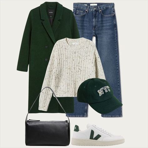 Forest Green Outfit, Jeans Jumper, Mantel Outfit, Relaxed Outfit, Green Outfit, Outfit Inspo Fall, Mode Inspo, Casual Winter Outfits, Winter Outfits Women