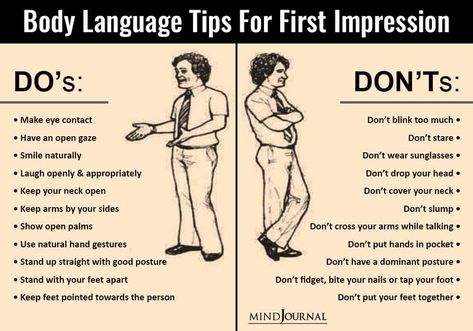 Power-Packed Body Language Tips For Making A Killer First Impression Body Language Tips, Confident Body Language, Reading Body Language, Language Tips, Body Language Signs, Psychology Notes, Dos And Donts, Nonverbal Communication, Flirting Body Language