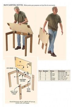 undefined Folding Table Diy, Types Of Hinges, تصميم الطاولة, Folding Workbench, Diy Sewing Table, Diy Muebles Ideas, Folding Furniture, Camping Table, Funky Painted Furniture