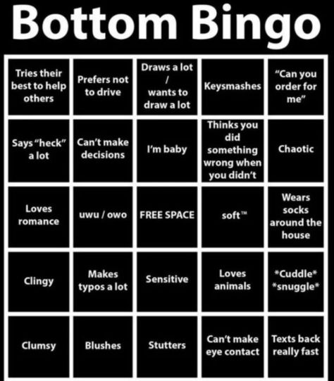 Bottom Bingo Template, Bottom Bingo, Fill The Jars Template, I Am Sensitive, About Me Template, Otp Prompts, Telegram App, Character Sheet Template, Funny Charts