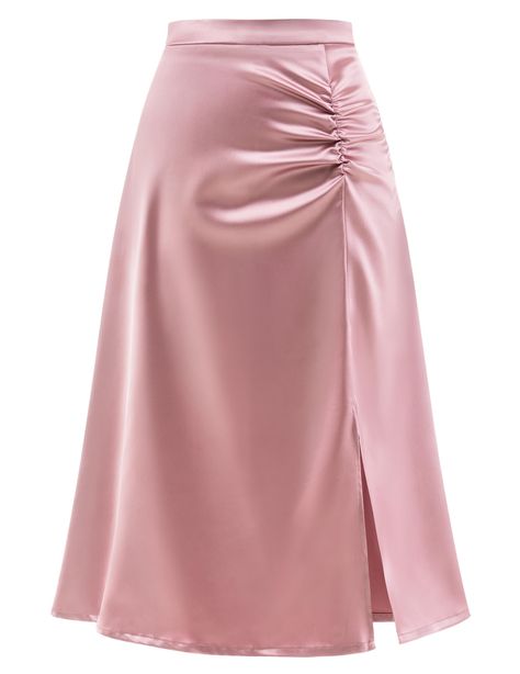 Satin Skirt Design, Satin Top Design, Satin Skirt Outfit Party, Satin Skirt And Top, Wrap Satin Skirt, Silk Short Skirt, Silk Skirt And Blouse, Skirt Design Ideas, Pencil Skirt Outfits Casual