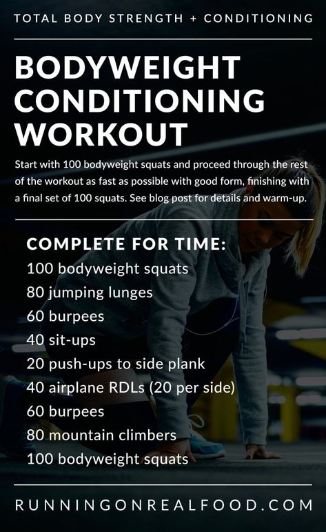 Work the entire body and challenge your cardiovascular fitness with this fun and sweaty, no-equipment bodyweight conditioning workout perfect to do at home or outside. Burpees, Wods Crossfit, Crossfit Workouts At Home, Cardiovascular Fitness, Wod Workout, Conditioning Workouts, Body Workout At Home, At Home Workout Plan, Crossfit Workouts