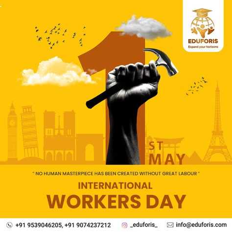 On the occasion of International Worker's Day, let's appreciate and respect the workers of every field, who determine the prosperity of the nation. Happy International Workers’ Day. . . . #InternationalWorkersDay #InternationalWorkersDay2023 #LabourDay #LabourDay2023 #InternationalLabourDay #Eduforis Workers Day Design Ideas, International Workers Day Creative Ads, International Labour Day Creative Ads, Workers Day Creative Ads, Workers Day Poster, Happy Workers Day, Chemistry Poster, Chemistry Posters, Indian Food Photography