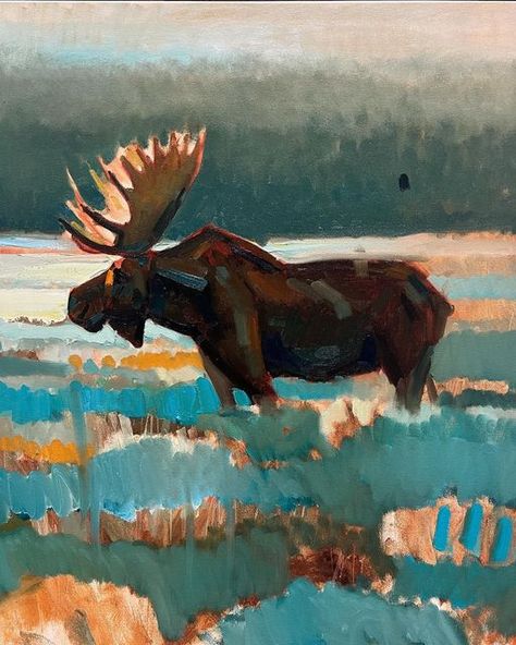 Basement Artwork, Buck Painting, Sticker Motive, Acryl Art, Moose Painting, Western Paintings, Western Artist, Warrior Cats Art, Wildlife Paintings