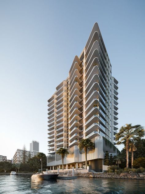 Big Building, Infinity Edge Pool, Beach Cafe, Group Project, Modern Beach House, Surfers Paradise, Modern Hotel, Rooftop Terrace, Facade Design