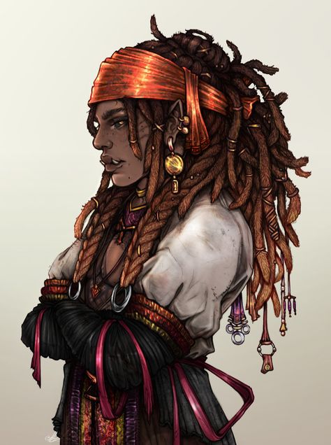 Dnd Pirate Art, Orc Pirate, Pirate Concept, Half-orc Female, Female Half Orc, Dnd Orc, Female Orc, Pirate Art, Fantasy Portraits