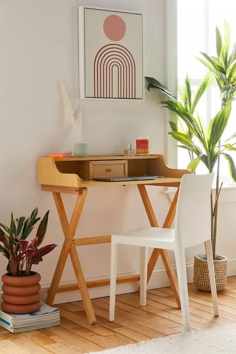 Cory Folding Desk | Urban Outfitters Urban Outfitters Desk, Urban Outfitters Furniture, Dorm Room Furniture, Urban Outfitters Home, Dorm Furniture, Classic Desk, Desks For Small Spaces, Folding Desk, Uo Home