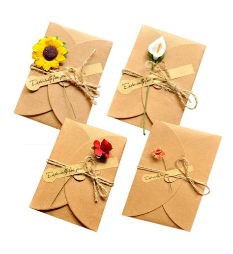 Handmade Greeting Invitation Postcard Envelopes Handmade Invitation Cards, Christmas Season Greetings, Invitation Card Birthday, Card Design Handmade, Material Flowers, Flower Birthday Cards, Handmade Invitations, Birthday Card Design, Flower Card