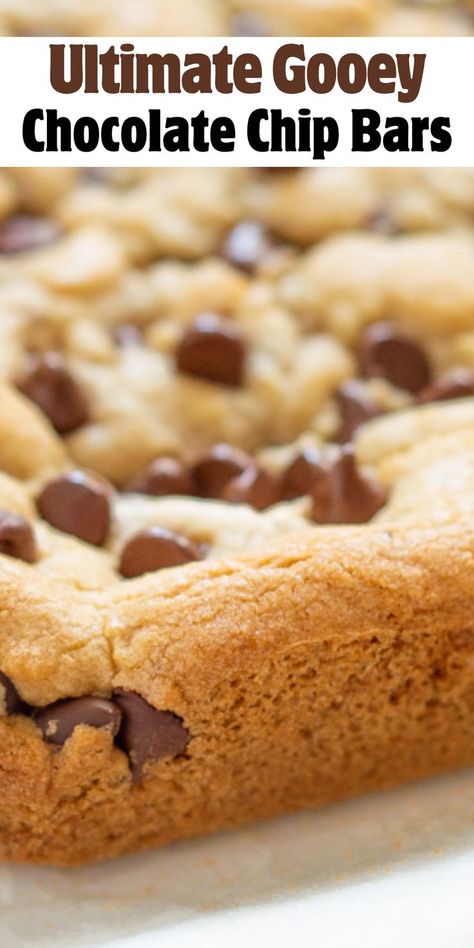 Chocolate Chip Cookies In A Pan, Easy Chocolate Chip Bars 9x13, Best Chocolate Chip Bars, Gooey Chocolate Chip Bars, Choc Chip Bars Easy, Chocolate Chip Pan Chewies, Lazy Chocolate Chip Bars, Pan Cookies Bars, Thick Cookie Bars