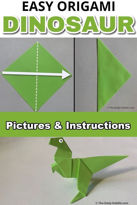 Origami Instructions Step By Step, Easy Oragami, Origami Dinosaur, Dinosaur Origami, Make A Dinosaur, Origami Step By Step, Origami Patterns, Origami Instructions, Origami Design