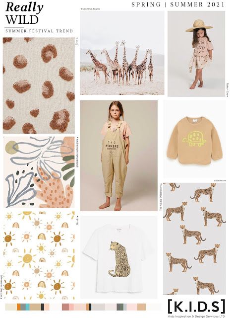 Emily Kiddy: [K.I.D.S] Spring | Summer 2020 _ REALLY Wild (Trend Overview) Childrenswear Trends, Kidswear Trends, Kids Fashion Trends, Girl Trends, Baby Trend, Kids Trend, Student Fashion, Mood Board Fashion, Print Trends