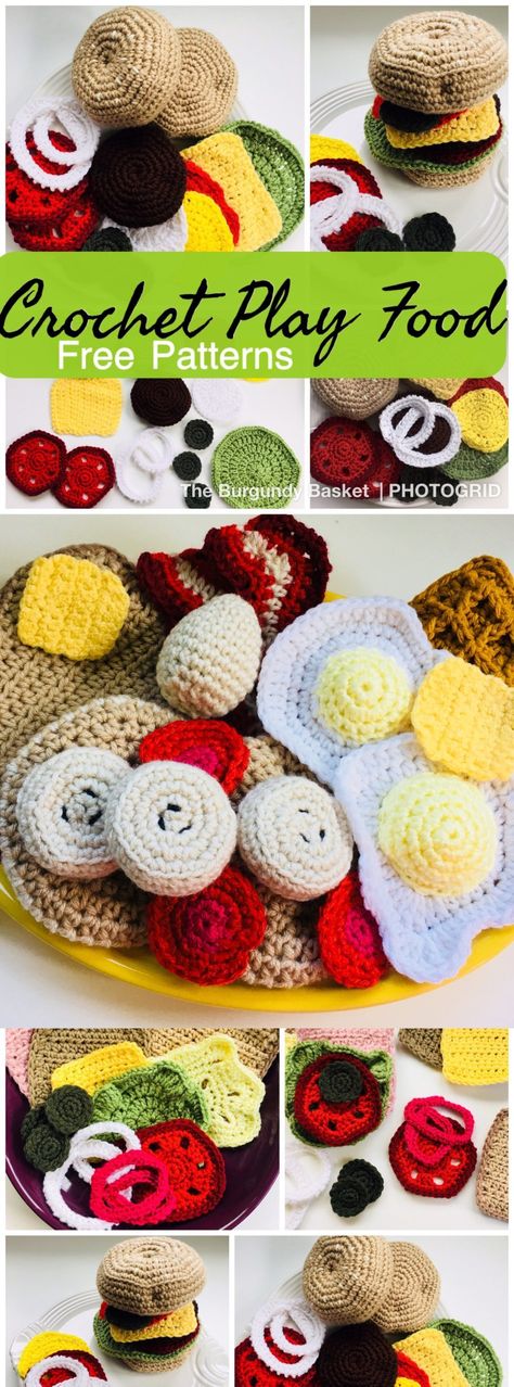 Tela, Amigurumi Patterns, Crochet Pastry Free Pattern, Crochet Play Food Pattern, Crochet Play Kitchen, Crochet Toy Food, Crochet Toy Food Free Pattern, Crocheted Food Patterns Free, Crochet Food Toys