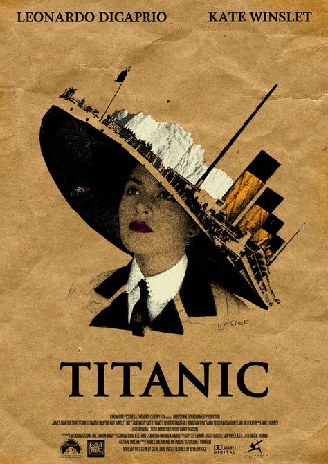 Poster design for the movie "Titanic" created out of stock images from the film and photoshop. Vintage Films, الفن الرقمي, Titanic Movie, Plakat Design, Movie Posters Design, Poster Minimalist, Cinema Posters, Alternative Movie Posters, Movie Poster Art