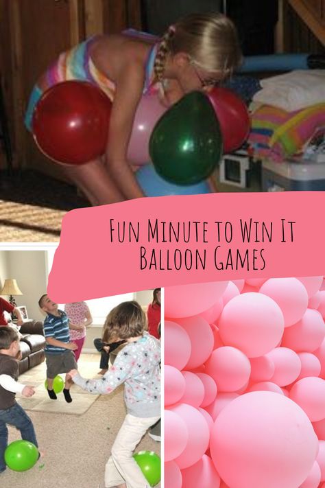 Minute to Win It Balloon Games Busting with Fun - Peachy Party Ballon Party Games, Kids Minute To Win It Games Birthday, Minute To Win It Balloon Games, Minute To Win It Birthday Games, Luau Minute To Win It Games, Birthday Minute To Win It Games, Minute To Win It Games With Balloons, Balloon Minute To Win It Games, Games With Balloons For Kids