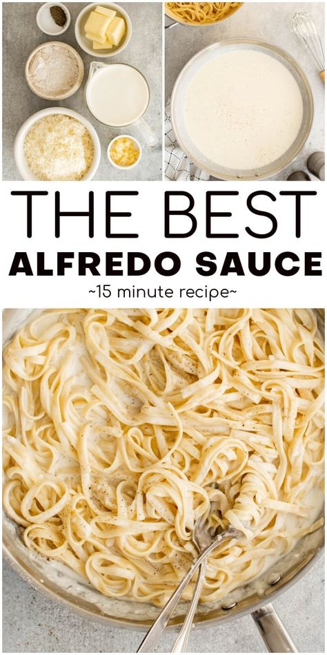 Everyone loves this rich and creamy Homemade Alfredo Sauce Recipe. Made with just five simple ingredients and ready in less than fifteen minutes, it's easy to make and perfect with your favorite pasta or vegetables. Hands down the best alfredo sauce you'll ever make! The Best Alfredo Sauce, Home Made Alfredo Sauce, Best Alfredo Sauce, Best Alfredo Sauce Recipe, Homemade Alfredo Sauce Recipe, Best Alfredo, Alfredo Sauce Easy, Homemade Chicken Alfredo, Make Alfredo Sauce