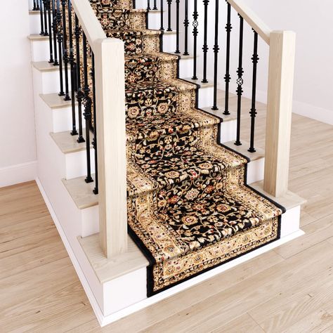 PRICES MAY VARY. 26 inches wide by 25 inches length - fits most standard staircases Luxurious underfoot feel Made of 100 percent heat set Olefin Plush and durable stair runners Stair runner fibers are stain, abrasion and sunlight resistant Beautify your stairs with the Marash Collection's 25' Stair Runners featuring stunning Turkish patterns woven into plush, durable stain-resistant rug fabric. The fibers in these durable Turkish rug runners are specially treated for added resistance to abrasion Standard Staircase, Stair Carpet Runner, Top Of The Stairs, Stair Carpet, Turkish Pattern, Red Carpet Runner, Rug Runners, Stair Runners, Stair Rugs