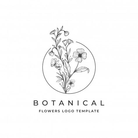 Botanical flowers logo Premium Vector | Free Vector #Freepik #freevector #logo #flower #vintage #floral Logos With Flowers, Flower Shop Logo Ideas, Flower Logo Ideas, Floral Business Logo, Logo Flower Design, Logo With Flowers, Botanical Branding, Logo Flor, Flower Logos