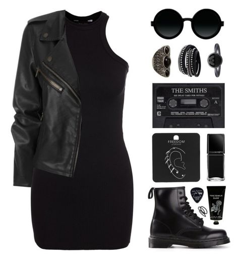 "Rocker Chic" by felytery ❤ liked on Polyvore featuring New Look, Moscot, Dr. Martens, TokyoMilk, Goody, Floyd, Topshop, Illamasqua, Cuero and Pieces Rocker Style, Rocker Chic, Hipster Outfits, Mode Rock, Mode Grunge, Rock Punk, Women Fashion Edgy, Stil Inspiration, Rock Chic