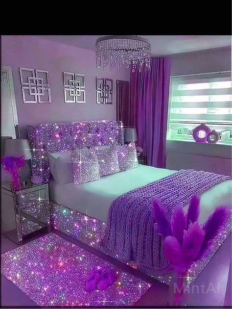 Bedroom, Bedroom Ideas, Purple, Purple And Silver, Silver