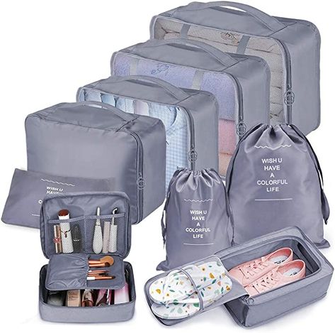 Luggage Sets Cute, Travel Cubes, Travel Bag Set, Cute Luggage, Travel Bag Essentials, Suitcase Organization, Packing Organizers, Lightweight Luggage, Luggage Organization