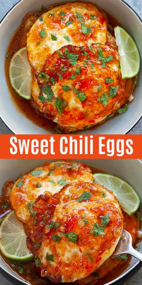 Fried Egg Dishes, Fried Egg Recipes Dinners, Asian Egg Breakfast, Thai Breakfast Recipes, Thai Eggs, Chili Eggs, Asian Egg Recipe, Brekkie Ideas, Fried Egg Recipe