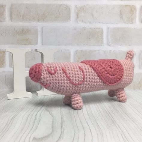 Amigurumi Patterns, Long Dog Crochet Pattern, Crochet Long Dog Bluey, Long Dog Bluey Crochet Pattern, Weenie Dog Crochet Pattern Free, Bluey Grannies Crochet, Amigurumi Dogs Free Pattern, Bluey Long Dog, Free Bluey Crochet Pattern