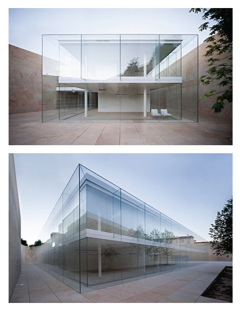 Interior Design Sheets Architecture, All Glass Building, Steel And Glass Architecture, Glass Box Ideas, Transparency Architecture, Double Facade, Trombe Wall, Box Architecture, Wall Architecture