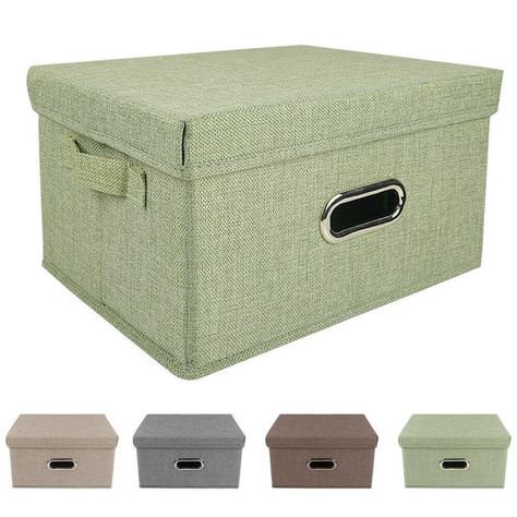 Heavy Duty Linen Fabric Cube Storage Bins Boxes With Lid Handle Baskets Collapsible Container Organizers Home by SourceMax Basket Organizers, Organizer Containers, Basket Bin, Metal Storage Containers, Fabric Storage Bin, Containers Storage, Decorative Storage Bins, Storage Container Homes, Stackable Storage Bins