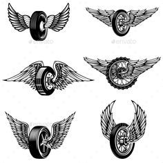 Portrait Tattoo Sleeve, Wheel Tattoo, White Background Design, Bike Tattoos, Motorcycle Tattoos, Biker Tattoos, Мотоциклы Cafe Racers, Motorcycle Logo, Angel Wings Tattoo