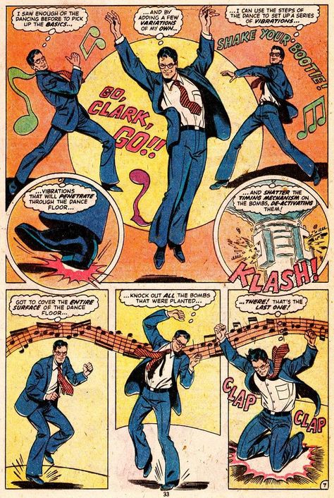 Remember when Superman disarmed a bomb by disco dancing? Humour, Dance Comic, Disco Dancing, Action Comics 1, Superman Family, Disco Dance, Bd Comics, Superhero Comics, Vintage Comic Books