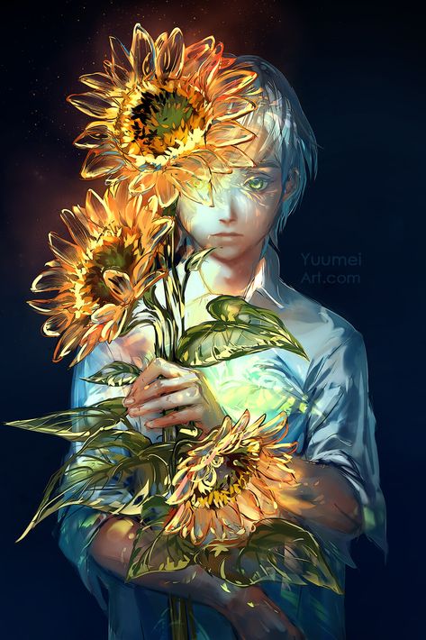 Line Illustrations, Yuumei Art, Glass Sunflower, Skeleton Flower, Best Friends Brother, Chinese Art Painting, Flower Boys, Line Illustration, Ethereal Art