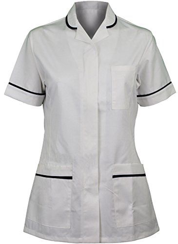 Newmodel Womens Nurses Healthcare Tunic Round Collar Uniform Maid Housekeeper Beauty Uniform Dress (22 White) Nurse Uniform Modern White, Nurses Uniform Modern, House Keeping Uniform, White Nurse Dress, Nurse Uniform Dress, Scrubs Fashion, Beauty Uniform, Nurses Uniform, Hospital Uniform