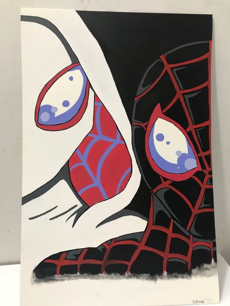 #spiderman #painting #marvel Spiderman Drawing Painting, Spiderman Couple Painting, Miles Morales Painting Easy, Spiderman Across The Spider Verse Canvas Painting, Black Spiderman Painting, Easy Spider Man Paintings, Cool Spiderman Drawings, Spider Man Painting Ideas, Spiderman Cute Drawing