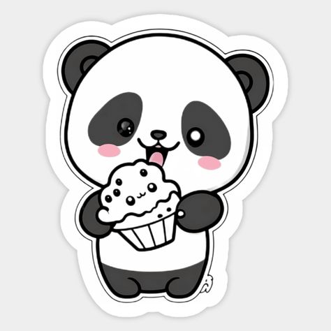 A cute little panda having his favorite - cupcakes! -- Choose from our vast selection of stickers to match with your favorite design to make the perfect customized sticker/decal. Perfect to put on water bottles, laptops, hard hats, and car windows. Everything from favorite TV show stickers to funny stickers. For men, women, boys, and girls.😍Cute Cartoon Panda Eating Cupcake Funny Kawaii Sticker Kawaii, Pandas, Cupcake Funny, Cute Cartoon Panda, Panda Stickers, Panda Eating, Funny Kawaii, Kawaii Sticker, Kawaii Panda