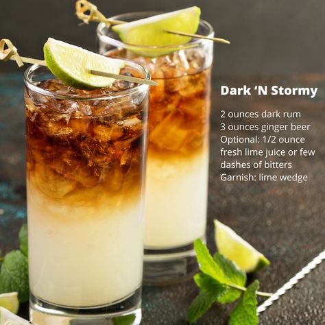 Manly Alcoholic Drinks, Noreaster Cocktail, Manly Drinks Cocktails, Dark And Stormy Drink Recipes, Dark Stormy Cocktail, Dark Liquor Cocktails, Dark Liquor Mixed Drinks, Dark Rum Cocktail Recipes, Dark And Stormy Drink