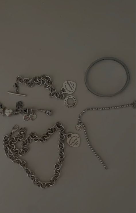 Tiffany’s silver jewelry. That girl silver jewelry Skater Jewelry Aesthetic, Clean Girl Silver Jewelry, Silver Jewelry Aesthetic Black Women, Silver Girl Aesthetic, Stacked Silver Jewelry, Soft Silver Aesthetic, Skater Girl Jewelry, Jewellery Essentials, Aesthetic 2024