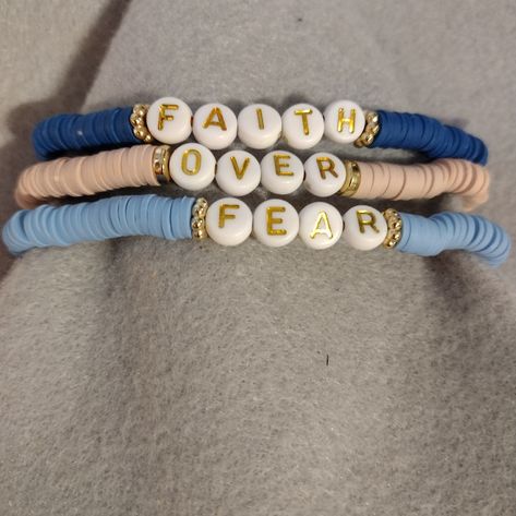 God Clay Bead Bracelet, Thing 1 Thing 2 Bracelets, Beaded Bracelet With Words, Clay Bead Bracelets For Sale, Cute Clay Bead Color Combos, Summery Clay Bead Bracelets, Christian Clay Bracelet Ideas, Cross Bead Bracelet, Beaded Bracelets For Women