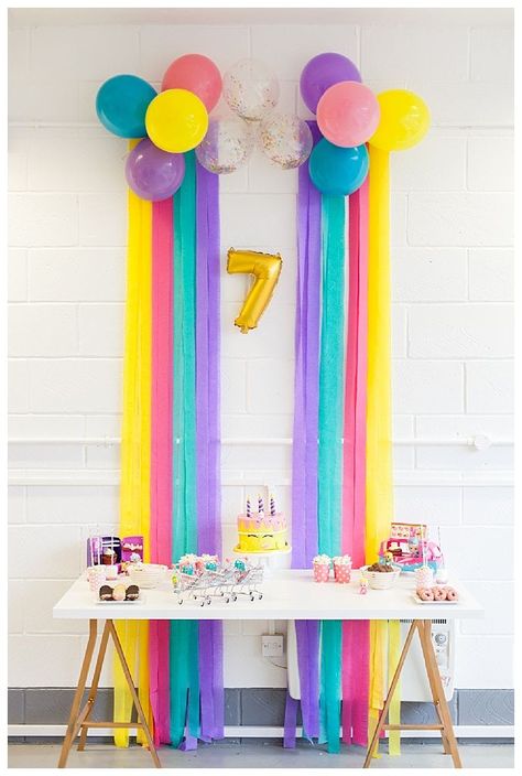 Fest Temaer, Shopkins Birthday Party, Simple Birthday Party, Shopkins Birthday, Simple Birthday Decorations, Birthday Party Decorations Diy, Rainbow Birthday Party, Birthday Balloon Decorations, Diy Birthday Decorations