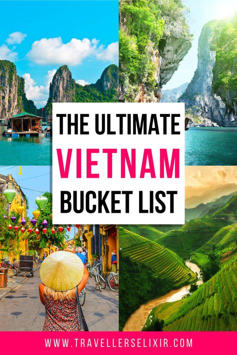 Visiting Vietnam? This ultimate Vietnam bucket list has over 100 awesome things to do in Vietnam. From the jaw-dropping beauty of Ha Long Bay to the chaotic markets of Ho Chi Minh City, Vietnam has so much to offer. Vietnam Bucket List, Things To Do In Vietnam, Asia Cruise, Vietnam Ho Chi Minh, Cat Ba Island, Vietnam Backpacking, Vietnam Travel Guide, Visit Vietnam, 100 Things To Do