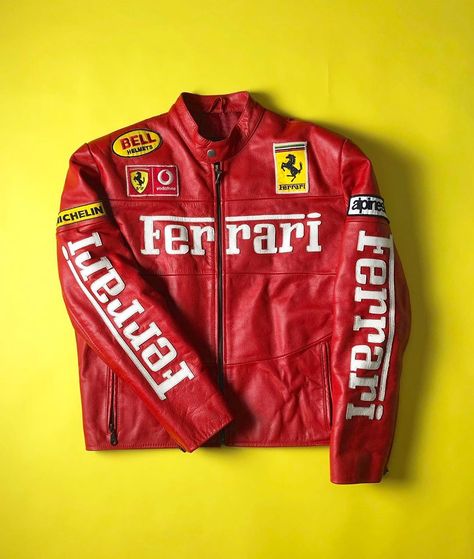 SMOOTH CACTUS on Instagram: “🏎💨 This vintage Ferrari jacket flew out.  Keep an eye on the site for new stock over this weekend.” F1 Leather Jacket, Red Ferrari Jacket, Vintage Ferrari Jacket, Ferrari Leather Jacket, Ferrari Outfit, Ferrari Fashion, Racer Jackets, Vintage Racing Jacket, Vintage Ferrari