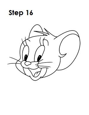 How to Draw Jerry Step 16 Tom Drawing Easy, Tom And Jerry Art Drawing, Tom And Jerry Doodle, Jerry Drawing Easy, Drawings Of Cartoons, Cartoon Drawings Ideas, Jerry Cartoon Drawing, Cartoon Sketches Easy, Disney Characters Sketches