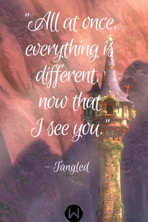 Fall In Love With These 15 Romantic Disney Quotes - Women.com I See You Tattoo, Romantic Disney Quotes, Homecoming Quotes, Bd Gift, Romantic Disney, Tangled Quotes, Everything Is Different, Madea Funny Quotes, Siblings Funny Quotes