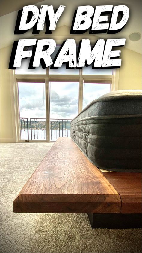 Wood Modern Bed Frame, Build Your Own Bed Frame Platform, King Bed Base Diy, Japanese Bed Frame Diy, How To Build A Platform Bed Frame, Diy King Bed Platform, Build Platform Bed Frame, How To Build A King Size Platform Bed, California King Floating Bed Diy