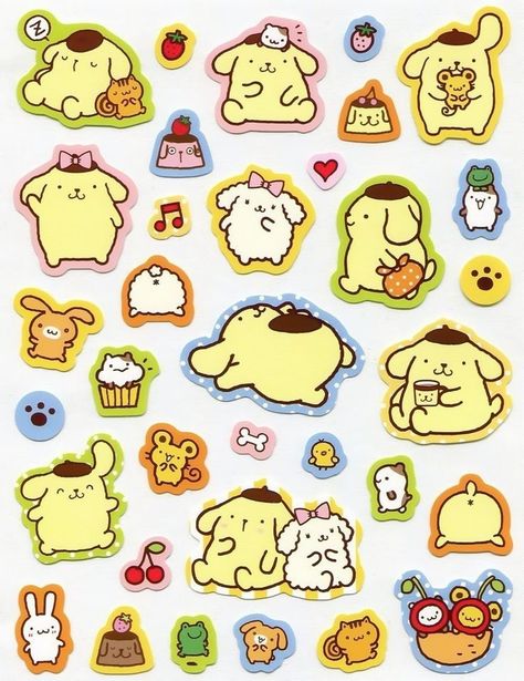 printables/bujo /anime journaling Kawaii Stickers Aesthetic, Pom Pom Purin, Korean Stickers, Stickers Aesthetic, Stickers Kawaii, Scrapbook Stickers Printable, Kawaii Stickers, Anime Stickers, Cool Stickers