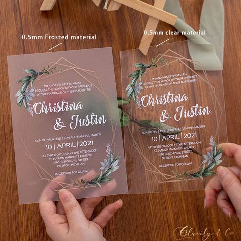 Clear Plastic Wedding Invitations, Diy Clear Acrylic Wedding Invitations, Diy Clear Wedding Invitations, Frosted Invitations Wedding, Clear Paper Invitations, Plastic Wedding Invitations, Transparent Invitation Wedding, Perspex Wedding Invitations, Diy Acrylic Invitation Wedding