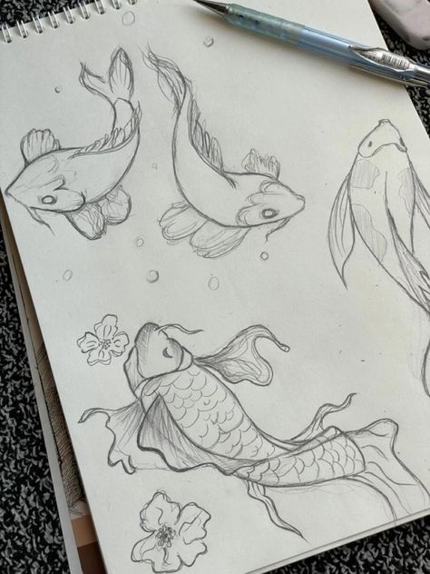 Fish Ideas Drawing, Sketch Inspiration Aesthetic, Aesthetic Pencil Art, Cute Sketchbook Covers, Pencil Art Aesthetic, Pencil Drawing Aesthetic, Cool Things To Draw In Your Sketchbook, Cool Things To Sketch, Meaningful Sketches