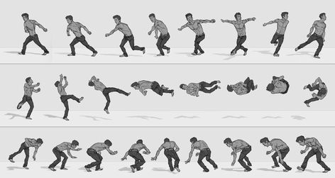 ArtStation - Bodies in Motion Animation Sequence, Austin DeGroot Character Movement Animation, Action Sequence Drawing, Parkour Poses Reference Animation, Combat Animation Reference, Parkour Animation Reference, Somersault Animation, Dancing Animation Frames, Dance Animation Frames, Parkour Drawing Reference