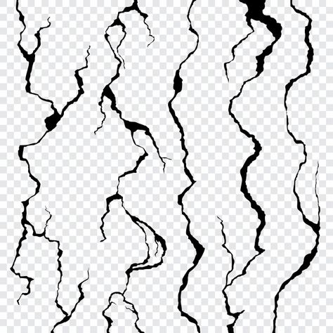 Wall cracks isolated on transparent Premium Vector Crawling Out Of Skin Tattoo, Cracks Tattoo Design, Cracking Tattoo, Cracks Tattoo, Cracked Tattoo, Cracks Drawing, Drawing Effects, Effect Template, Cracked Wall