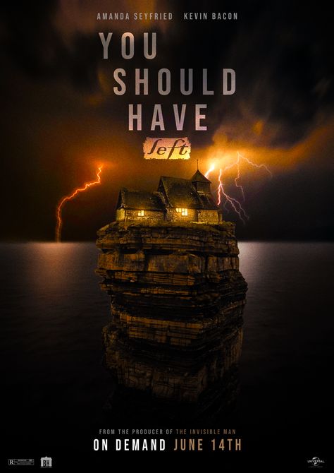 Blumhouse presents "You Should Have Left". Custom poster. From the producer of The Invisible Man. Starring Amanda Seyfried & Kevin Bacon. Amanda Seyfried, The Invisible Man, Tv Horror, Kevin Bacon, Invisible Man, Custom Poster, Elvis Presley Photos, The Invisible, Custom Posters