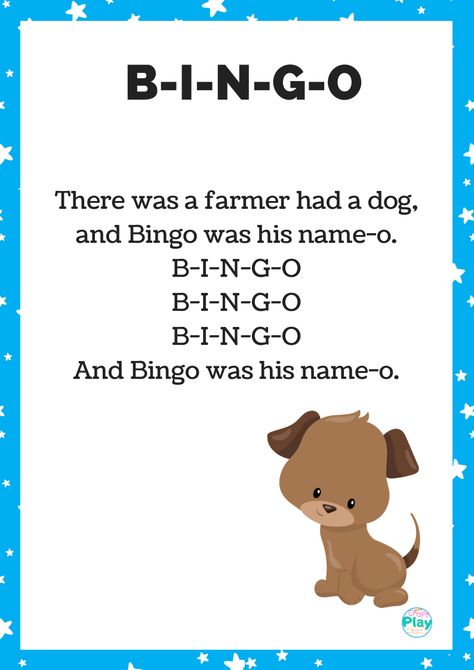 Here we have another childhood favorite and classic song. BINGO has been around for generations and it never ceases to amaze me how much a child can learn from just one song. This song has many uses for educational benefits. Farm Songs For Toddlers, Song For Kindergarten, Bingo Song, Nursery Rhymes Preschool Crafts, Toddler Songs, Farm Songs, Nursery Rhyme Crafts, Nursery Rhymes Poems, Nursery Rhymes Lyrics